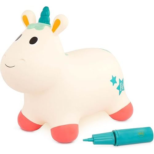 B. – Ride-On Unicorn Bouncer – Bouncy Animal Toy – Inflatable Hopper & Air Pump – Bouncing & Active Play – 18 Months + – Bouncy Boing - Pixie