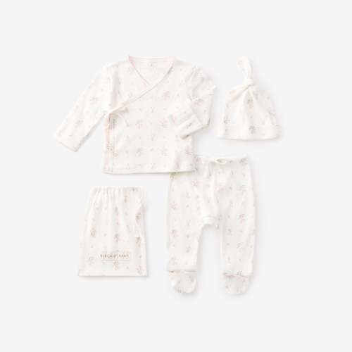 Folklore Floral Organic Cotton Pointelle Layette 3PC Set – Elegant Baby