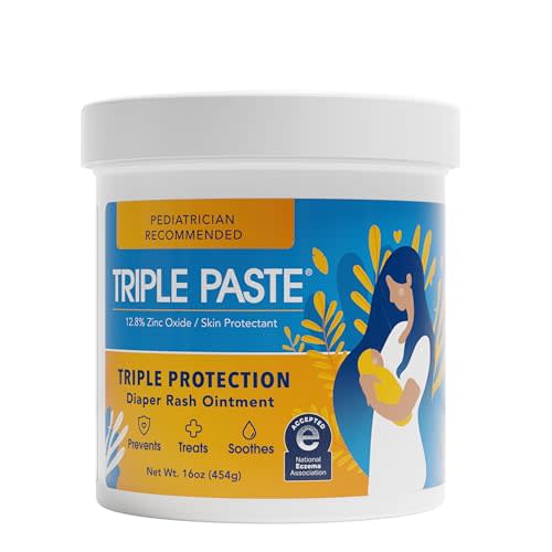 Triple Paste Diaper Rash Cream, Hypoallergenic Medicated Ointment for Babies, 16 oz (Packaging May Vary)