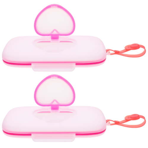 2 PCS Portable Wipes Dispenser Travel Baby Holder Bag Toddler Pink