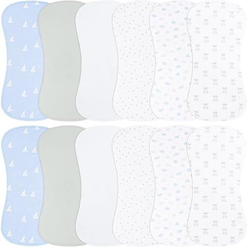 Baby Burp Cloths Large Size 3-Layers Thicken 100% Cotton Super Absorbent and Soft Baby Spit Up Burping Rags Baby Burp Cloth Set for Girls 12 Pack
