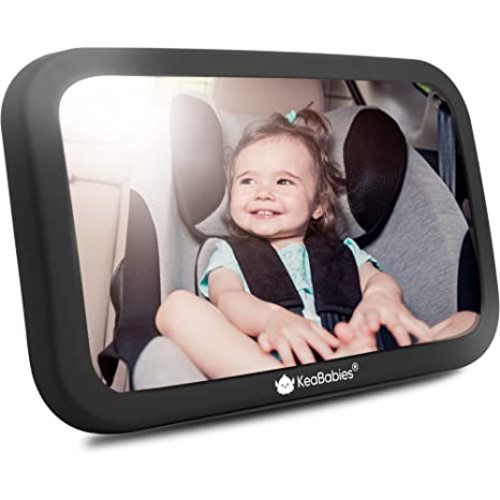 Large Shatterproof Baby Car Mirror - Safety Baby Car Seat Mirror - Baby Car Mirror for Back Seat Rear Facing Infant - Carseat Mirrors - Fully Assembled Baby Mirror For Car (Matte Black) - Large 11.5” x 7.5"