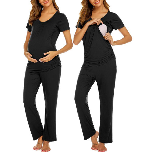 Avidlove Maternity Nursing Pajama Sets Labor Delivery Pjs Louge Set Breastfeeding Pajamas Short Sleeve Top & Pants Pregnancy Sleepwear Set