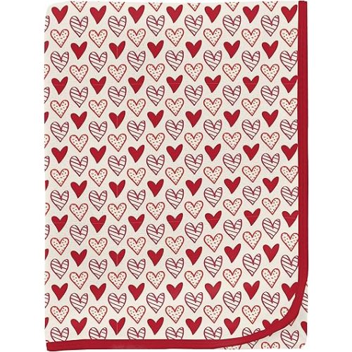 KicKee Swaddling Blanket, Made from Luxuriously Soft KicKee Signature Blend Fabric, Buttery Softness for Snuggling Your Baby (Natural Heart Doodles - One Size)