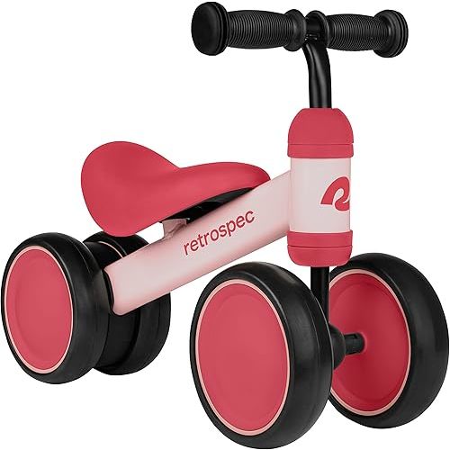 Retrospec Cricket Baby Walker Balance Bike with 4 Wheels for Ages 12-24 Months - Toddler Bicycle Toy for 1 Year Old’s
