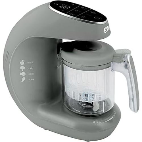 EVLA'S Baby Food Maker, Healthy Homemade Baby Food in Minutes, Steamer, Blender, Baby Food Processor, Touch Screen Control, Includes 6 Reusable Food Pouches for Storage or Travel, Gray
