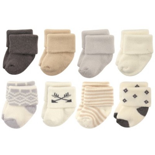Hudson Baby Infant Unisex Cotton Rich Newborn and Terry Socks, Aztec, Size: 0-6 months
