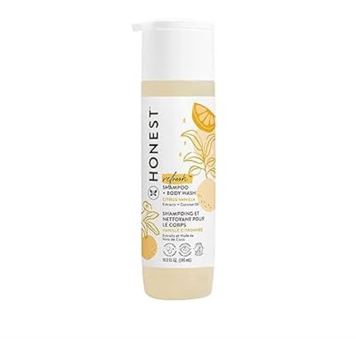 The Honest Company 2-in-1 Cleansing Shampoo + Body Wash | Gentle for Baby | Naturally Derived, Tear-free, Hypoallergenic | Citrus Vanilla Refresh, 10 fl oz