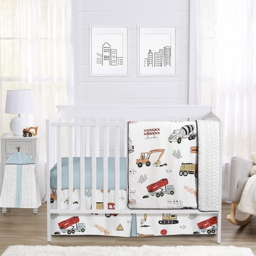 Construction Truck Collection 4 Piece Bumperless Crib Bedding