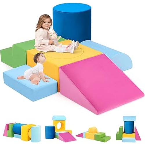 Toddler Climbing Toys Indoor, 7-Piece Colourful Foam Climbing Blocks for Toddlers, Soft Play Climbing for Toddlers, Modular Crawling & Sliding Play Set for Toddlers 1-3 Years Old (Color)
