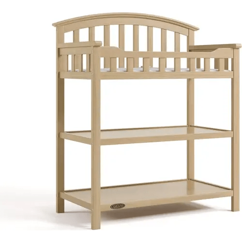 Graco Changing Table with Water-Resistant Changing Pad (Driftwood) – GREENGUARD Gold Certified, Multi Storage Nursery Baby Changing Table