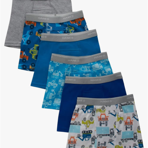 Hanes Boys' Potty Trainer Underwear, Boxer Briefs Available, 6-Pack