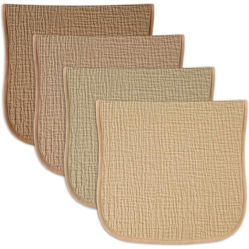 Baby Muslin Burp Cloths 4-Pack – Ultra Soft & Absorbent, Neutral Colors, Reusable 50x25cm Burping Clothes for Baby Boys & Girls – Newborn Essentials for Drooling & Burping(Brown)