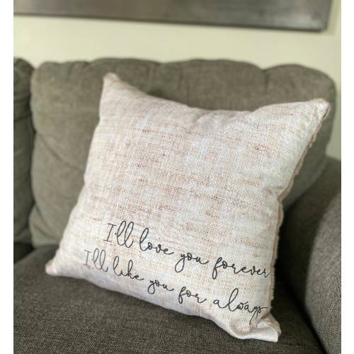 Baby quote pillow, nursery throw pillow cover, faux fur pillow, nursery decor, neutral, western, baby girl, baby boy, love you forever alway