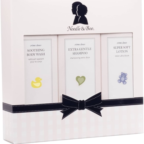 Noodle & Boo Starter Set, Newborn Baby Gift; Super Soft Baby Lotion and Newborn 2-in-1 Hair & Body Wash, 8 Oz of each, Navy/Pink