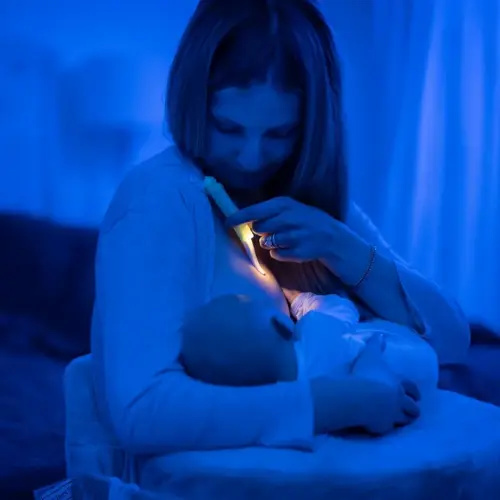 Sleep Friendly Night Light for Breast/Bottle Feeding. Flexible Tip for Adjusting Baby's Lips Latch Positioning. A Must Have for Baby Shower, Registry, Nursery, & Pregnancy Hospital Bag.
