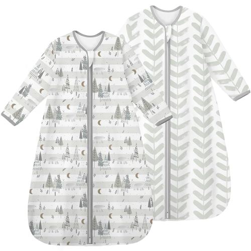 Yoofoss Baby Sleep Sack 0-6 Months Long Sleeve Wearable Blanket Baby 100% Organic Cotton 2-Way Zipper 0.5 Tog Newborn Sleeping Sack, Lightweight(Small)