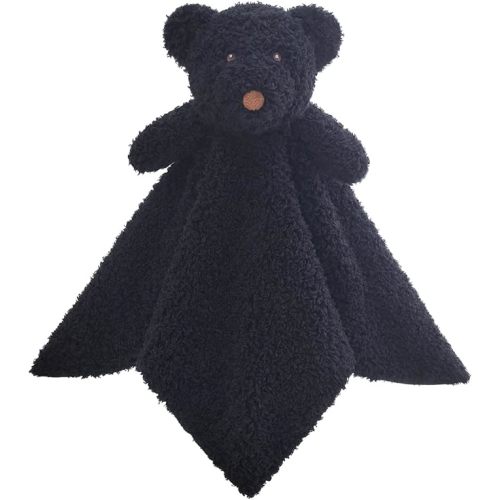 Baby Black Teddy Bear Soft Stuffed Animal Security Blanket, Plush Bear Character Lovey Blanket, Baby Shower/Nursery Gift, Newborn Infant Toddler Snuggle Blankie for Boys Girls, 14 Inches