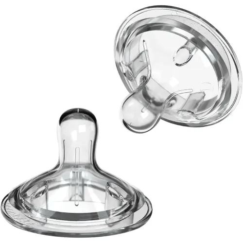 Nanobebe Nipples Baby Bottle Nipples, Silicone Nipple, Triple Vented, Ready to Use, 2-Pack, Slow Flow