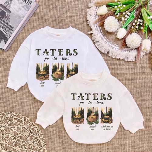 Taters Baby Romper Sweatshirt, Halfling Hobbit baby clothes, Boho Natural Kids & Youth Tee, Pregnancy Announcement Shirt , Newborn Baby Gift