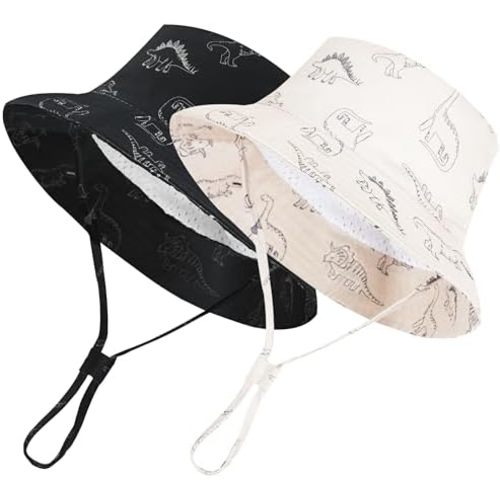 Urban Virgin 2-Packs Baby Sun Hat UPF 50+ Sun Protective Toddler Bucket Hat Summer Kids Beach Hats
