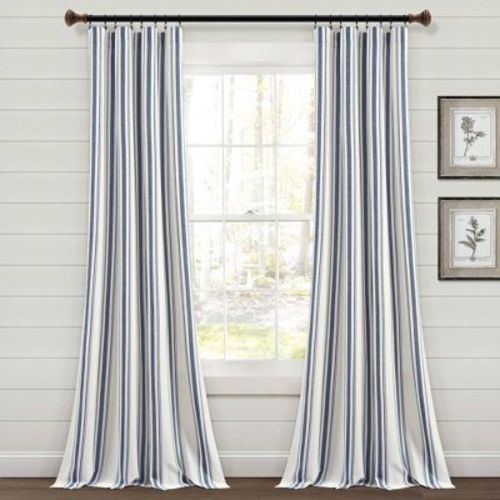 Set of 2 (84"x42") Farmhouse Striped Yarn Dyed Eco-Friendly Recycled Cotton Window Curtain Panels - Lush Décor