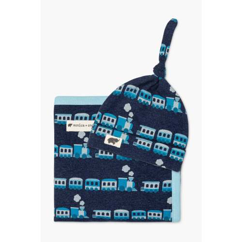 Monica + Andy - Hospital Cuddle Box - Mini- Blue Trains