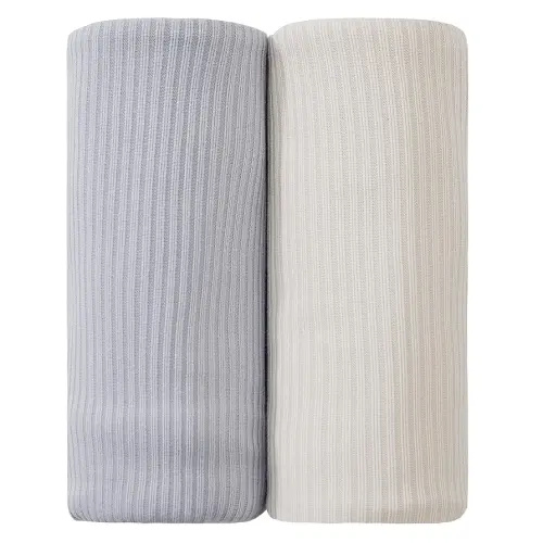 Viviland Jersey Swaddle Blanket, Ultra Soft Stretchy Receiving Blanket for Newborn, Baby Swaddle Wrap for Boys & Girls, 2 Packs,40 x 30 in, Grey & Pink