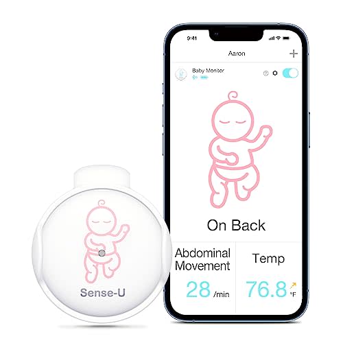 Sense-U Smart Baby Abdominal Movement Monitor - Tracks Baby's Abdominal Movement, Temperature, Rollover with Instant Audio Alerts on Smartphones