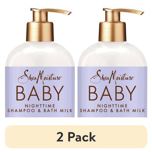 (2 pack) SheaMoisture Baby Nighttime Shampoo & Bath Milk Manuka Honey & Lavender All Hair, 13 oz