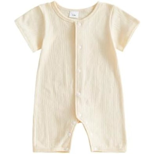 Ledy Champswiin Baby Girl Clothes Summer Romper Short Sleeve Knit Button Jumpsuit Infant One Piece Outfit 3 6 9 12 18 Months