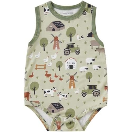 pureborn Baby Boys Girls Bodysuit Super Soft Cotton Romper 0-24 Months