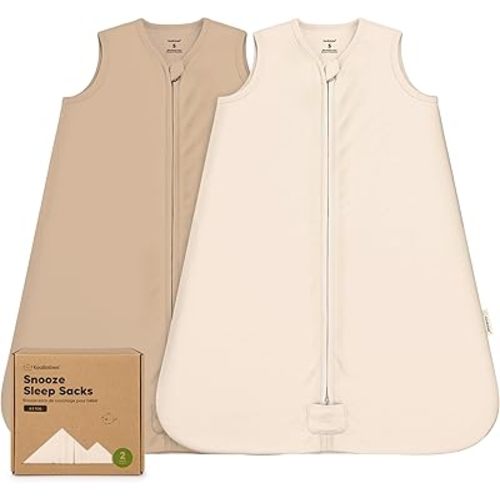 2-Pack Baby Sleep Sacks, Zipper Wearable Blanket - 0.5TOG Organic Cotton, Lightweight,Soft Cozy Infant Sleeping Sack 3-6 months,Easy to Wear Small Newborn Transition Swaddles Sleepsacks(Ecru, S)
