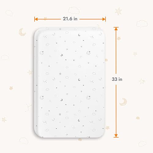 Papablic Bassinet Sheets 2 Pack for 2 in 1 Breathable Mesh Baby Bassinet, 33” x 21.6” Baby Bassinet Sheets, 100% Cotton Bedside Bassinet Sheets, Soft Breathable Bassinet Mattress Sheets, Grey