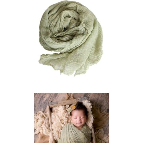 AMOS and SAWYER Cheesecloth Wrap, Hand Dyed, 36"x72" (Before Dying), Grade 50 Cheesecloth, Newborn Baby Layer Photography Prop (Sage Green)