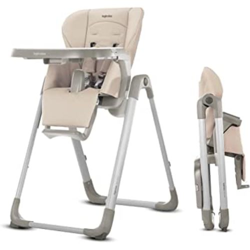 Inglesina My time High Chair for Baby & Toddler - Folding, Convertible, Easy to Clean & Made to Grow Highchair - Removable Tray, 5-Point Harness, Ultra-Compact Fold & Sturdy Construction - Butter