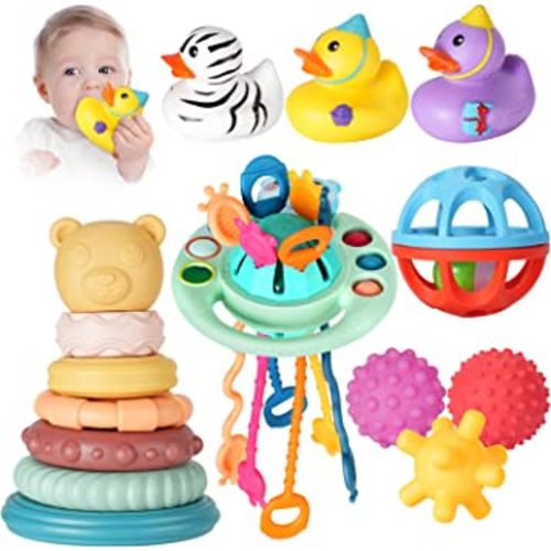 5-in-1 Baby Sensory Toys 6 12 18 Month, Soft Development Toy for 7 8 9 10 Month Old, Montessori Gift for 1 Year Old Boy Girl, Stacking Toy for Babies 3-6 9 12 18 Month