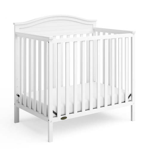 Graco Stella 4-in-1 Convertible Baby Mini Crib with Mattress, White