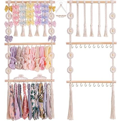 Bow Holder for Girls Hair Bows - Bow Organizer for Girls, Wall-Mounted Baby Headband Organizer, Headband Holder for Baby Girl
