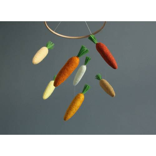 Mobile baby Garden nursery decor Baby mobile carrot Vegetables nursery mobile Carrot mobile Veggie mobile Baby crib mobile