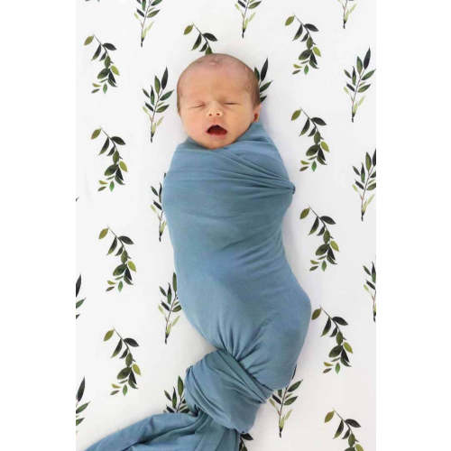 Solid Dusty Blue Bamboo Knit Swaddle Blanket