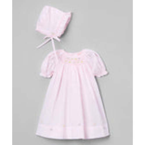 Petit Ami Girls Pink Multi Smocked Bishop Baby Dress Daygown Newborn – Classic Baby Boutique