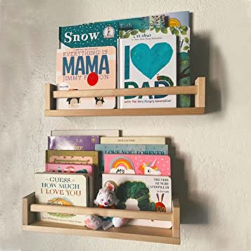 Gneric Floating Shelves for Wall, Burlywood Nursery Book Shelves, 15.7 inch Kids Bookshelf, Wall Shelves for Living Room Bedroom Decor,Kitchen Spice Rack,Bathroom Storage Rack(2 Pack)
