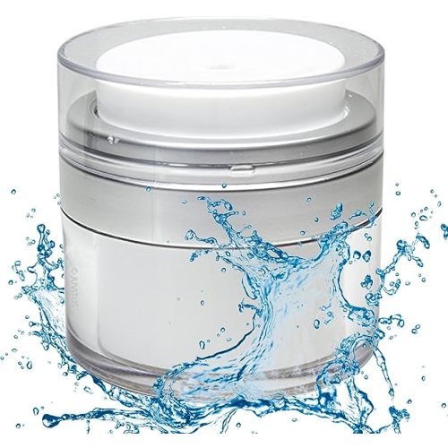 Cosmetic Container Airless Pump Jar 1.7oz - Leak Proof Moisturizer Pump Dispenser - Shock Proof Push Down Pump Dispenser - Travel Size Acrylic Moisturizer Container with Pump for Creams Gels & Lotions