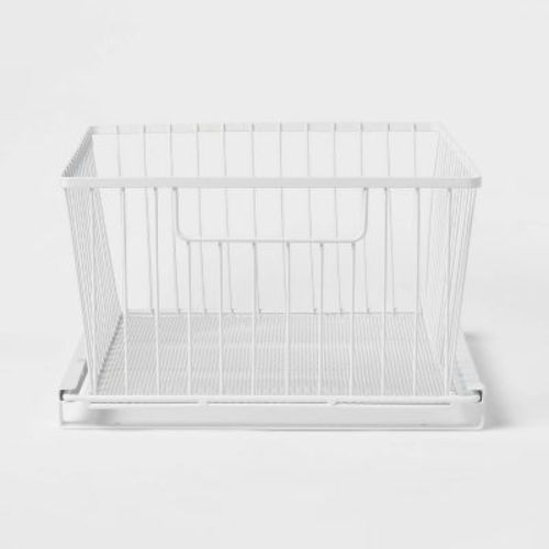 Open Drawer Organizer Matte White - Brightroom™: Metal Utility Storage With Handles, 0.55 Capacity