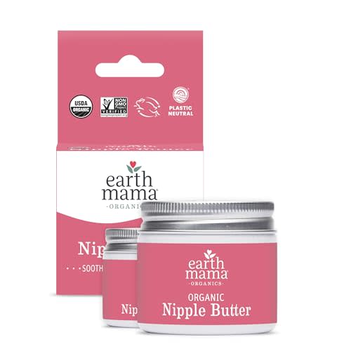 Earth Mama Organic Nipple Butter™ | Nipple Cream Safe for Breastfeeding | Postpartum Essentials for Nursing | Non Lanolin Nipple Cream, 2 fl oz (2-Pk)