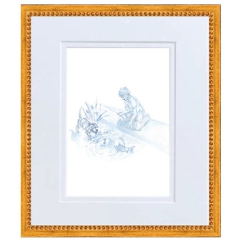 Snips and Snails Toile Hand Painted Watercolor Print with Mat- Fishing Buddy