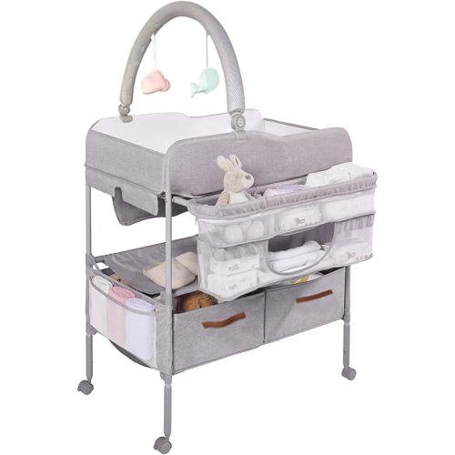 TOMBOOS Versatile Folding Changing Table.Portable Changing Table for Baby.Baby Changing Table.Highly Adjustable.2 Storage Baskets. Portable Changing pad.Diaper Changing Station.