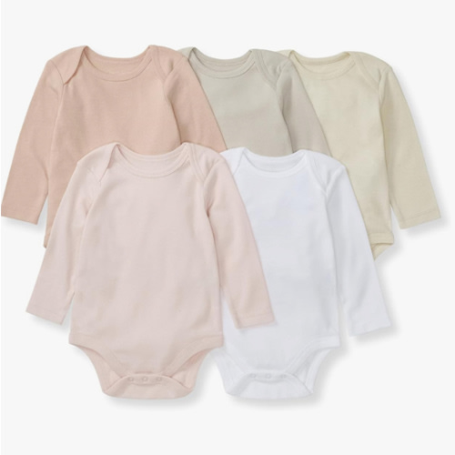 Burt's Bees Baby Unisex Organic Cotton Short and Long Sleeve Bodysuits, 5-Pack