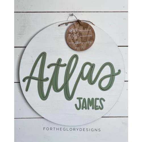 circle hospital door hanger for boys // gray, navy, stained // simple, classic // nursery name sign // custom name sign